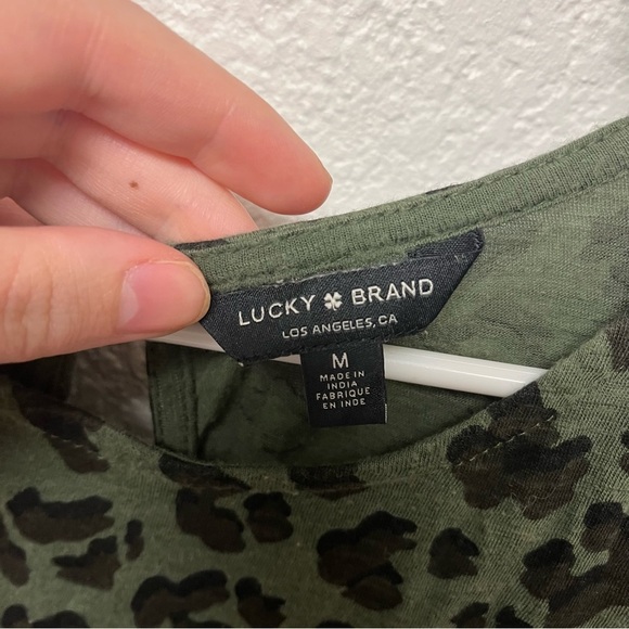 Lucky Brand Green Black Cheetah Print Long Sleeve Blouse size medium - Picture 3 of 5